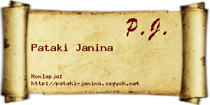 Pataki Janina névjegykártya